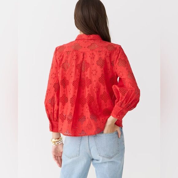 J Crew Eyelet Popover Top NWT - Picture 3 of 14